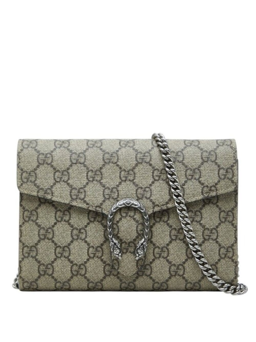 Gucci GG Supreme Dionysus Crossbody Chain Wallet Shoulder Bag Beige Brown